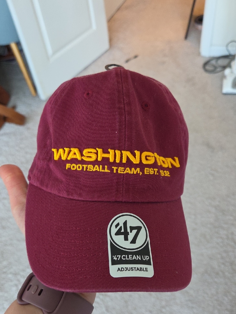 47 Burgundy Cap with Yellow Washington Embroidery